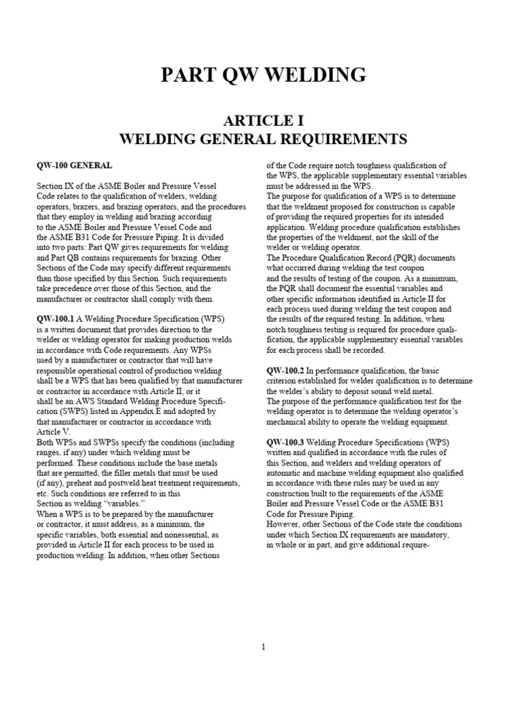 ASME Section IX Welding Requirements | PDF | Welding | Construction