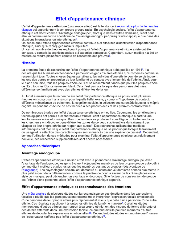 Effet d'appartenance ethnique en psychologie | PDF | Sciences ...