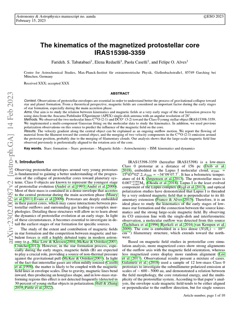 Kinematics of Magnetized Protostellar Core | PDF | Star Formation | Stars