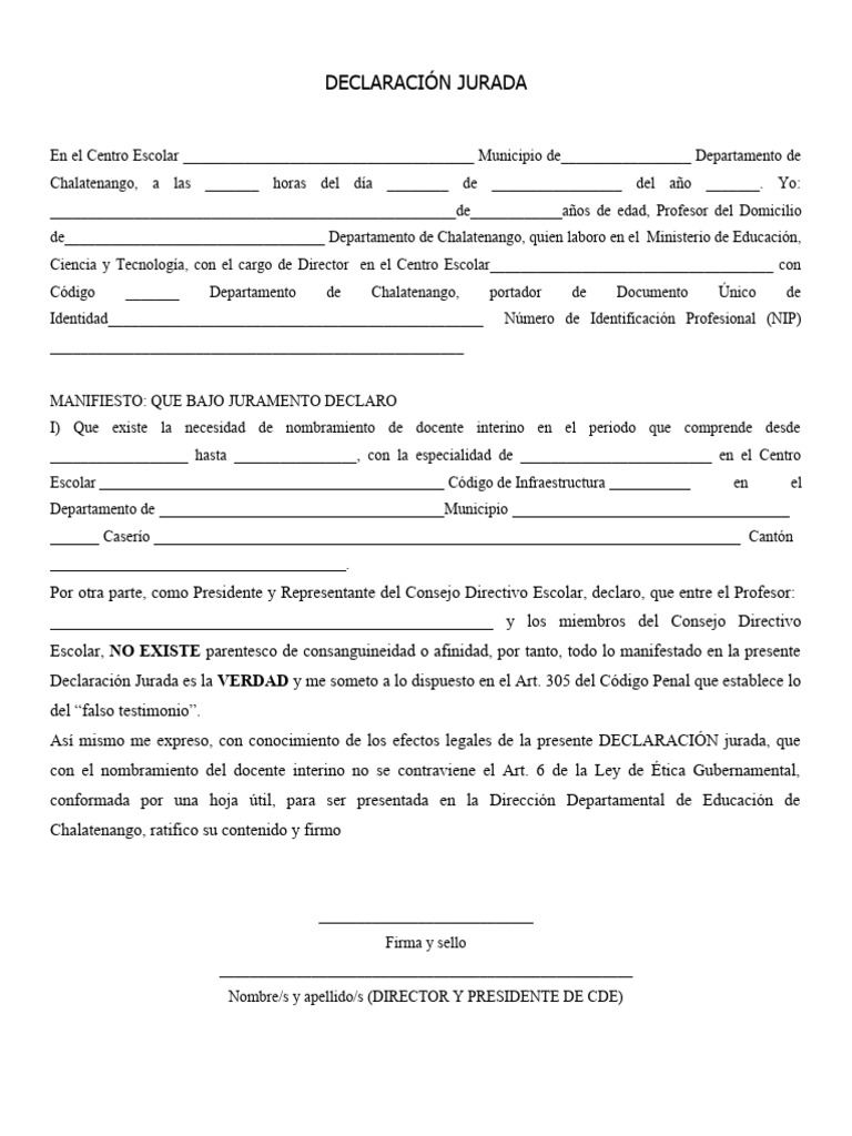 Declaración Jurada Docente Buenos Aires | PDF