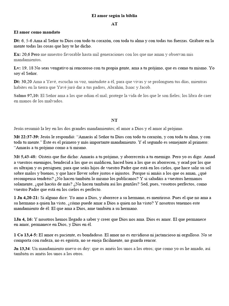 El mandamiento del amor en la Biblia | PDF | Amor | Creencia religiosa ...