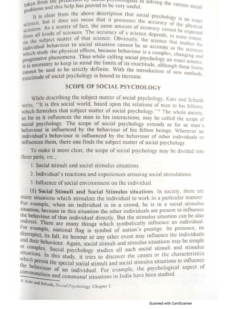 Definition Nature And Scope Of Social Psychology