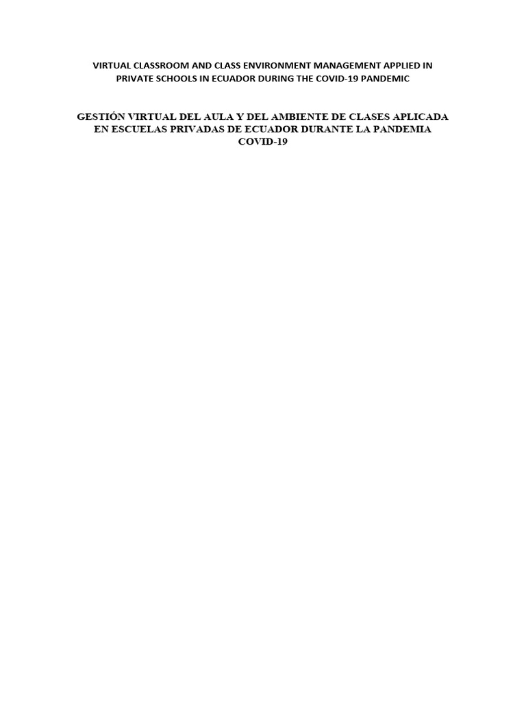 Gestión del Aula Virtual en Ecuador | PDF | Educación a distancia ...