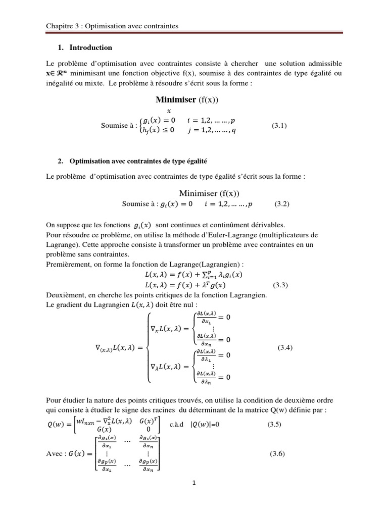 Optimisation avec contraintes KKT | PDF | Optimisation mathématique ...