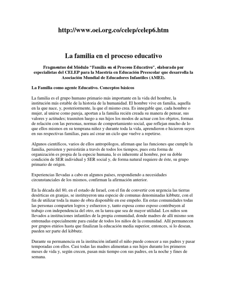ENSAYO La Familia en El Proceso Educativo | PDF | Adultos | Jardín de ...