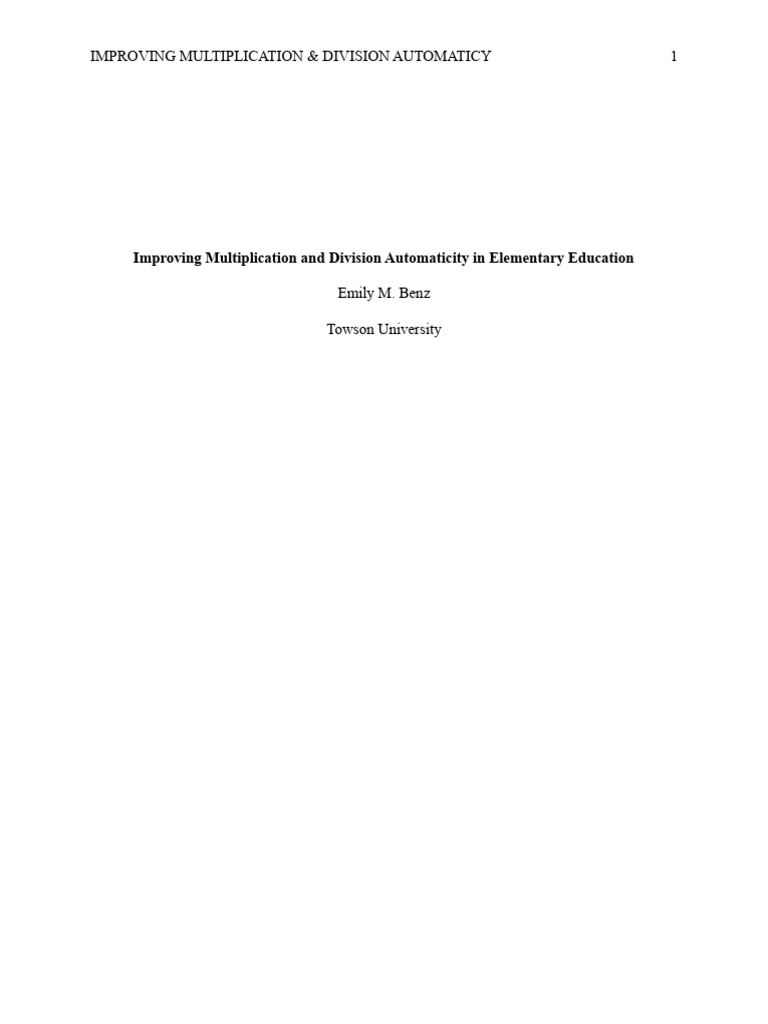 Improving multiplication and division automaticity in elementary