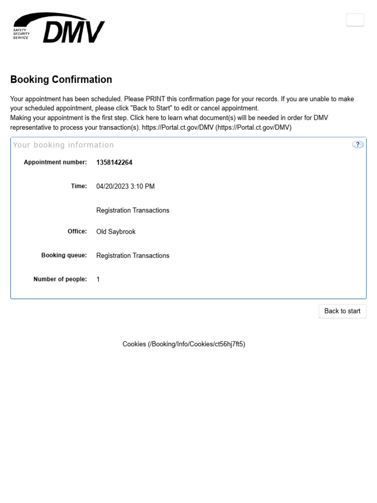 DMV Appointment Confirmation Details | PDF | Social Science | Law