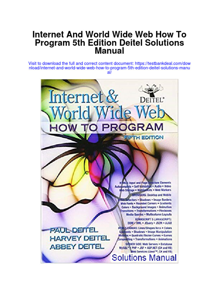Internet and World Wide Web How To Program 5th Edition Deitel Solutions ...