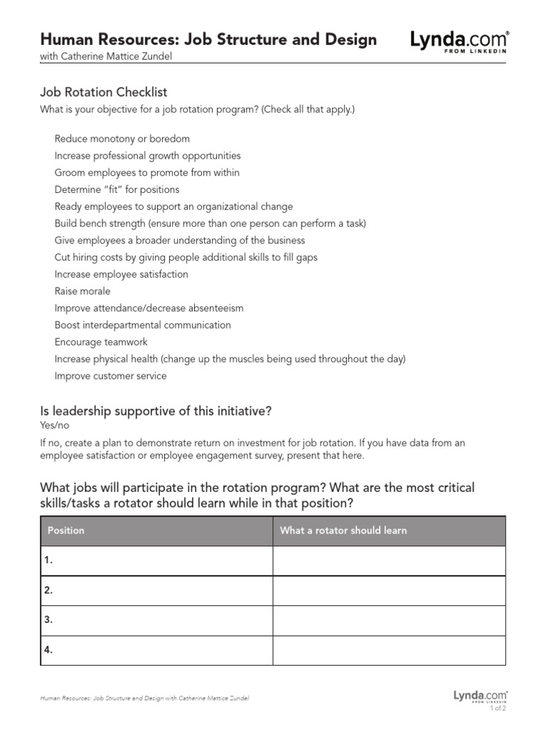 Job Rotation Checklist | PDF | Human Resources | Job Satisfaction