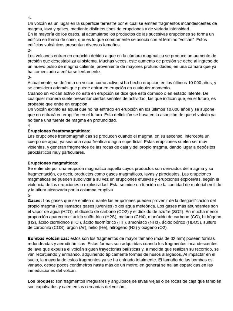 Trabajo Práctico Ii Vulcanismo Pdf Volcán Tipos De Erupciones