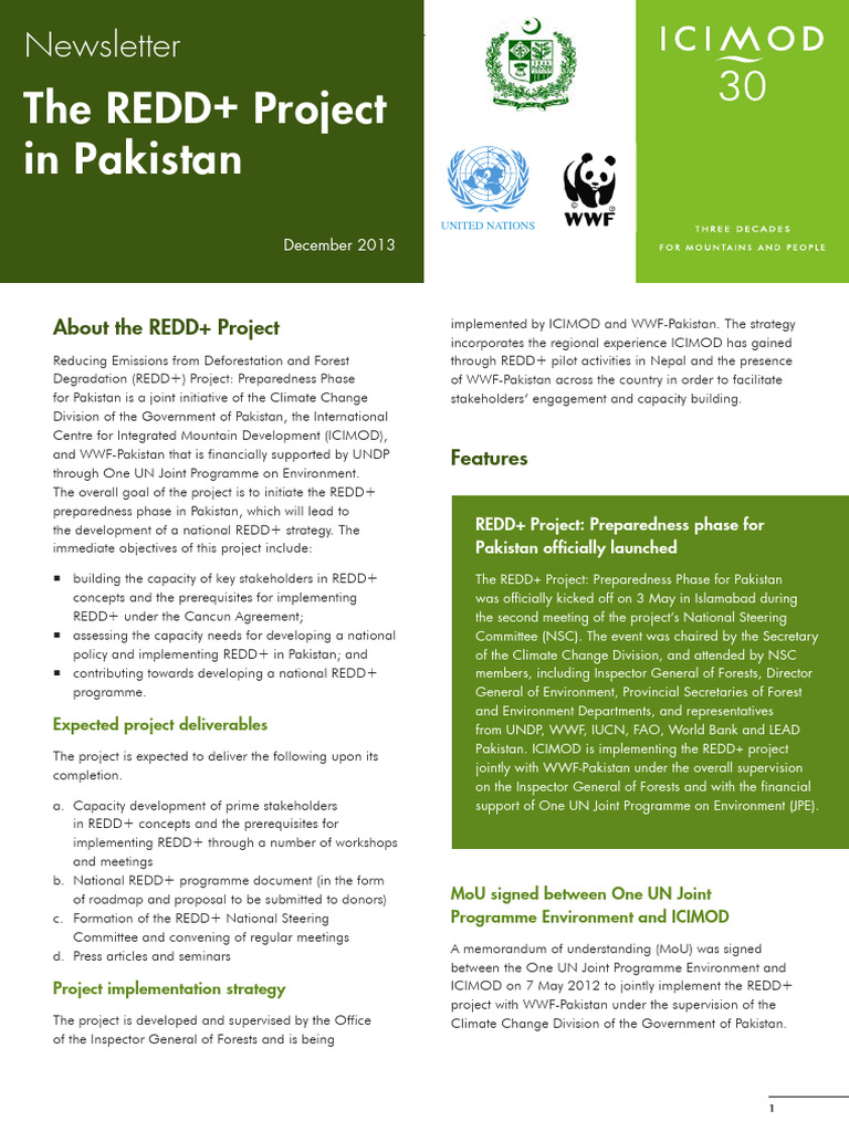 REDD+ Project Newsletter: Pakistan Update | PDF | Reducing Emissions ...