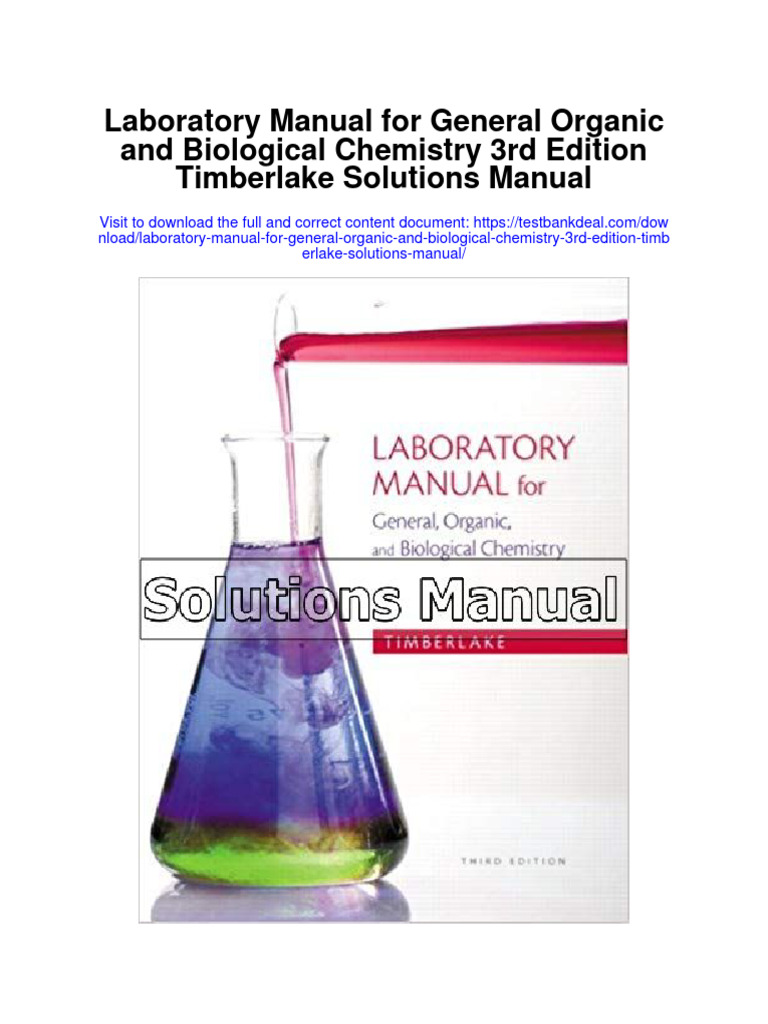 Laboratory Manual For General Organic and Biological Chemistry 3rd