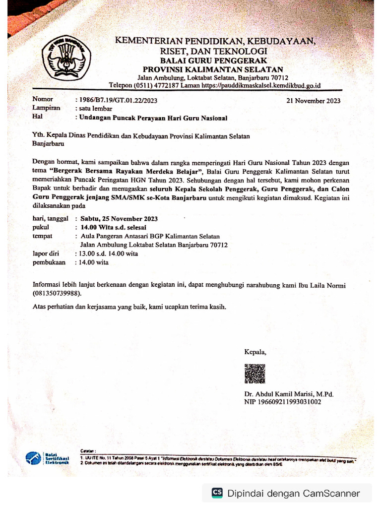 Undangan Perayaan Hari Guru Nasional | PDF
