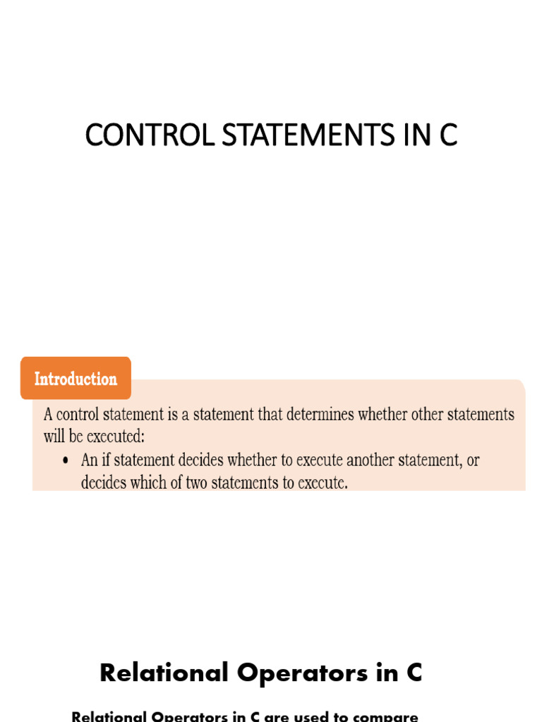 Control Statements in C | PDF | Control Flow | Computer Engineering