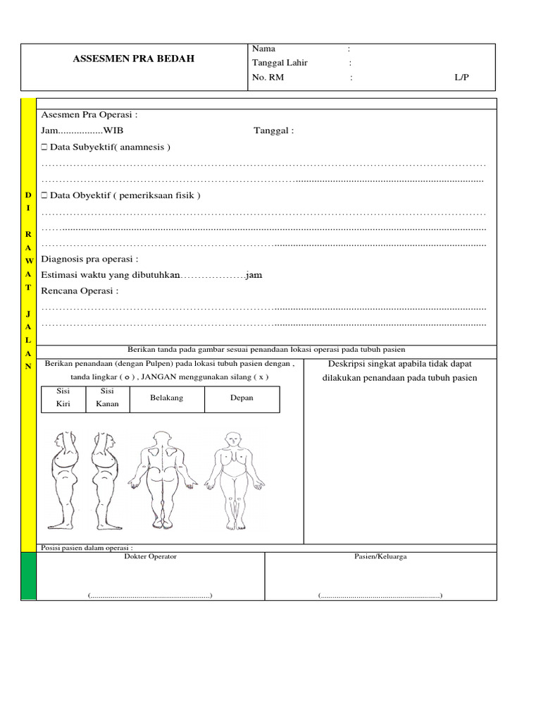 Form Assesmen Pra Bedah | PDF