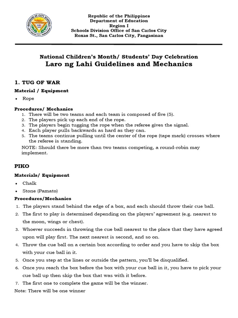 Mechanics Laro NG Lahi | PDF | Sports