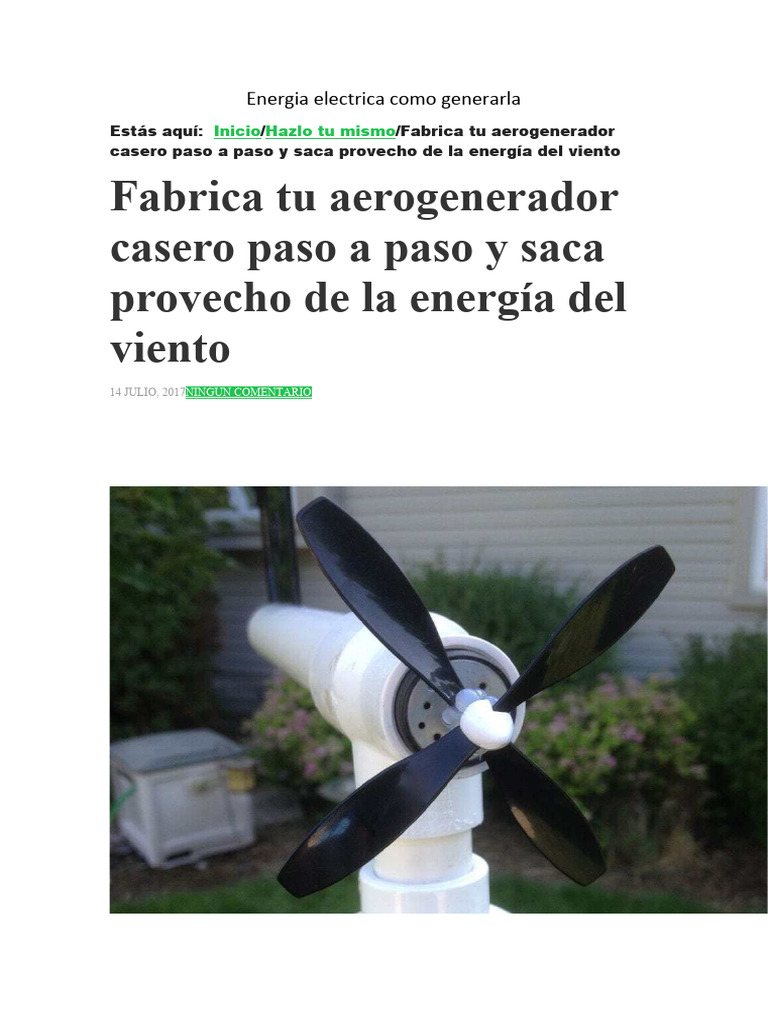 Cómo hacer un aerogenerador casero | PDF | Electricidad | Bienes ...