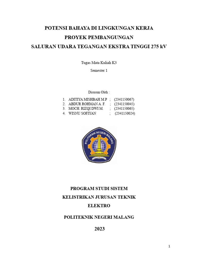Potensi Bahaya Di Lingkungan Kerja Pdf