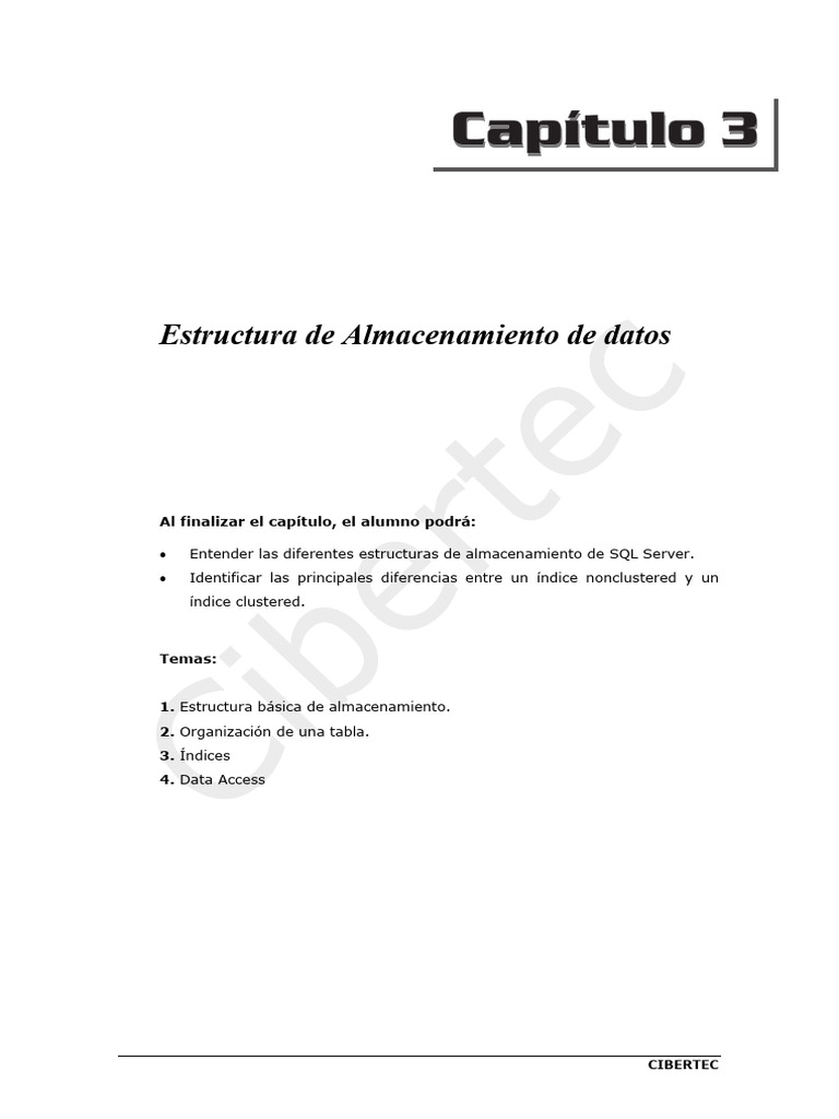 Capitulo 3 - Estructura de Almacenamiento de Datos | PDF | Bases de ...