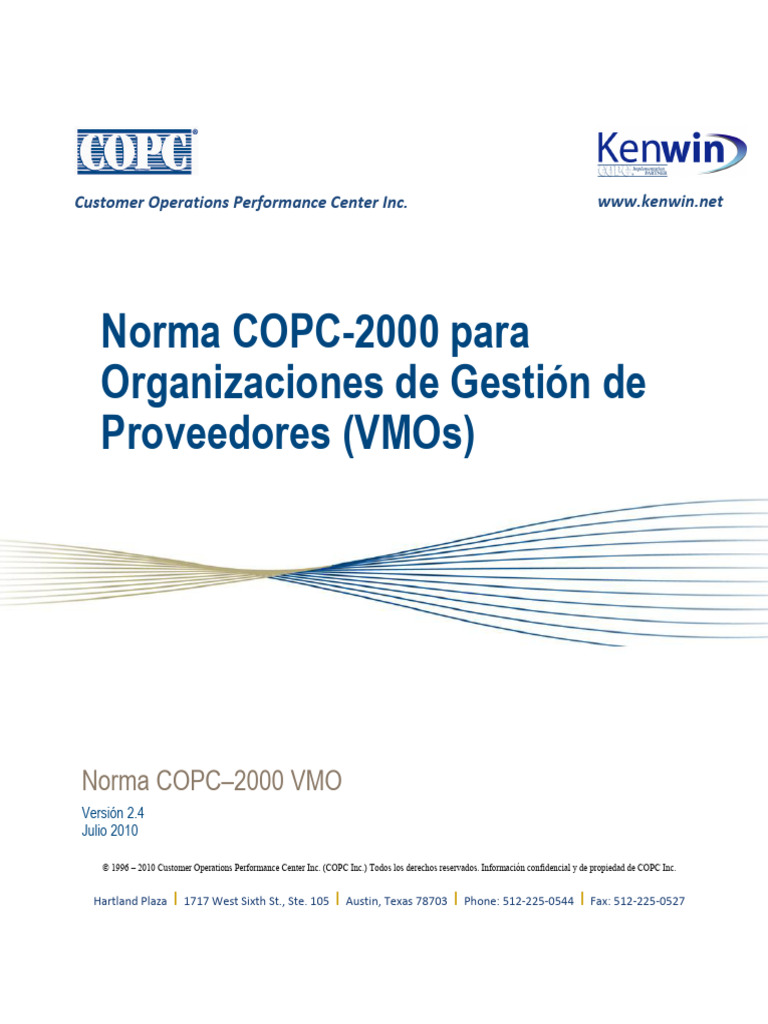 Norma COPC-2000 VMO 2.4 | PDF | Calidad (comercial) | Outsourcing