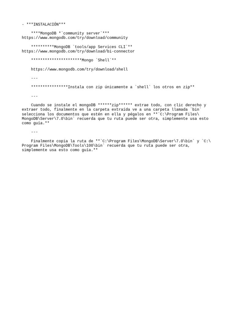 Guía de Instalación de MongoDB y Shell | PDF