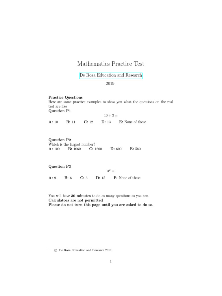 Selective School Math Mock Test | PDF | Mathematics | Mathematical Objects
