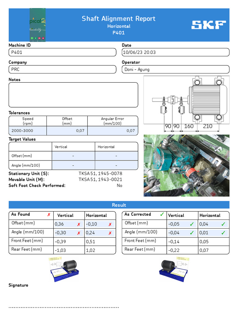 Shaft Alignment Report SKF | PDF
