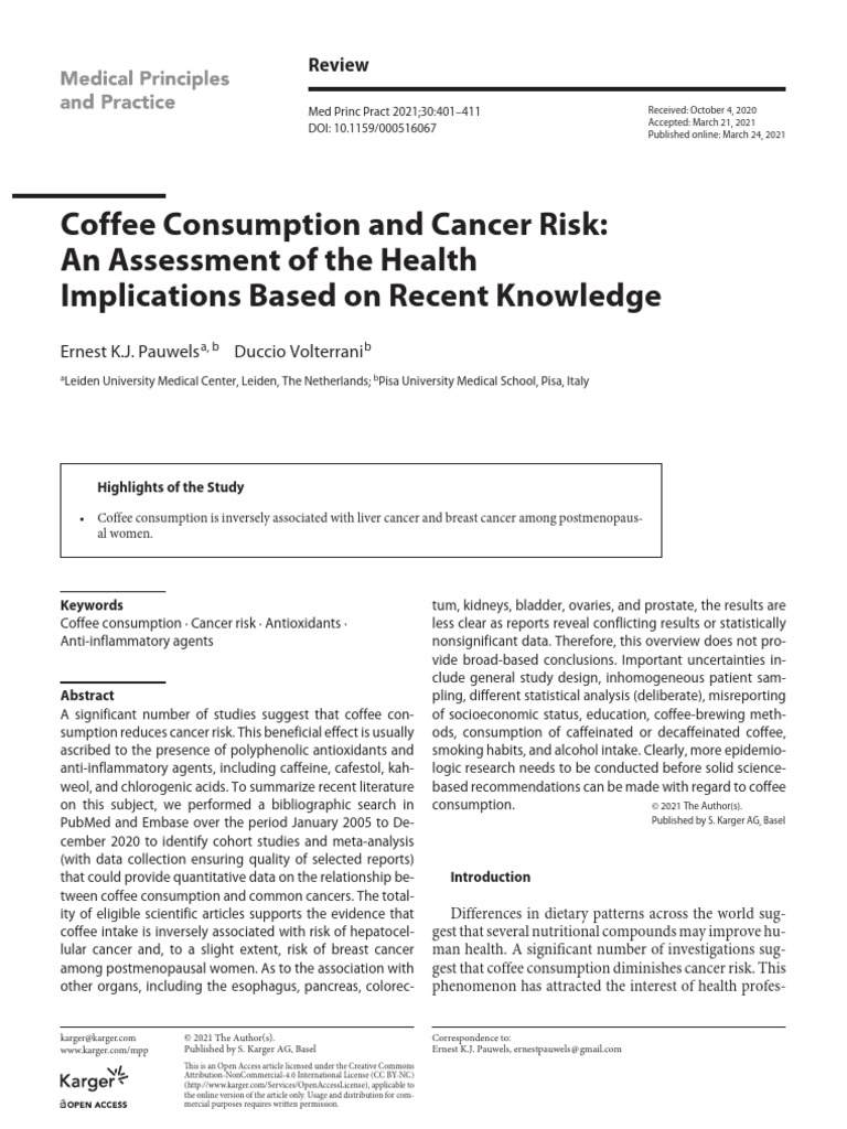 Coffee and Cancer Risk PDF Cancer Caffeine