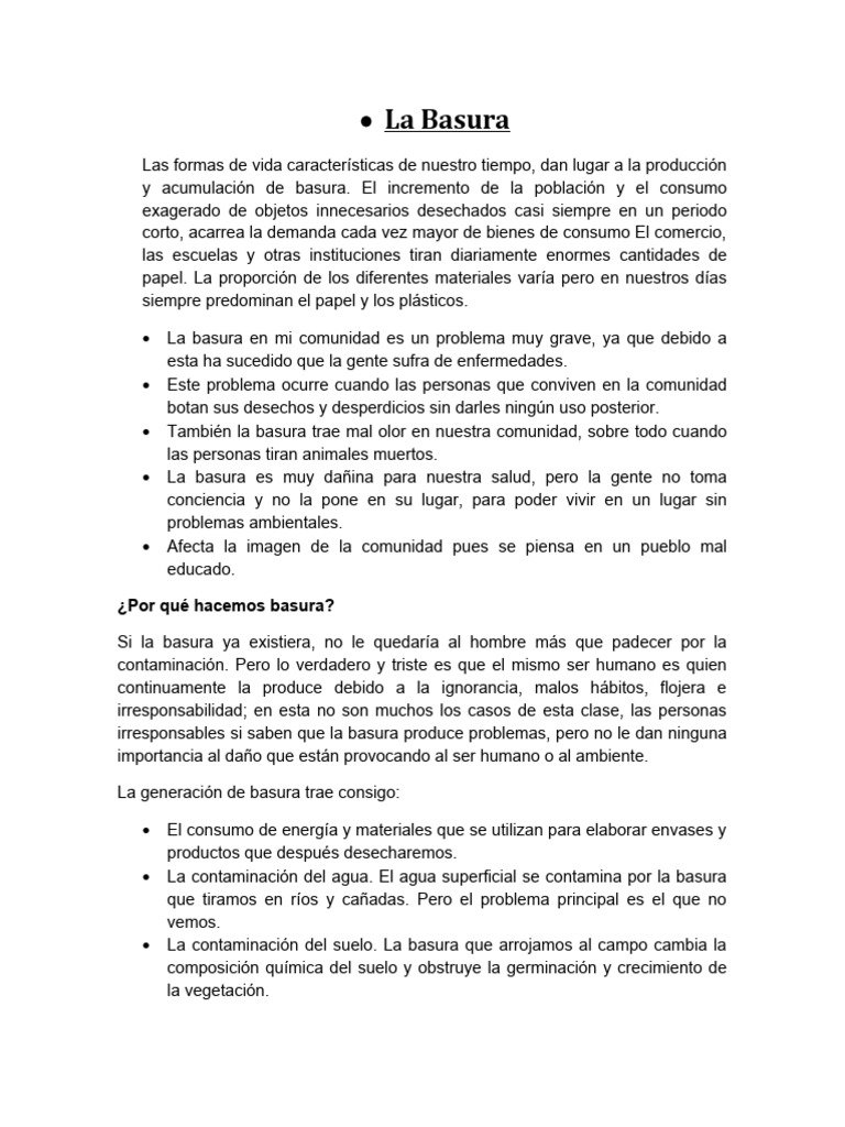 Proyecto de Concientización sobre Basura | PDF | Residuos | Contaminación