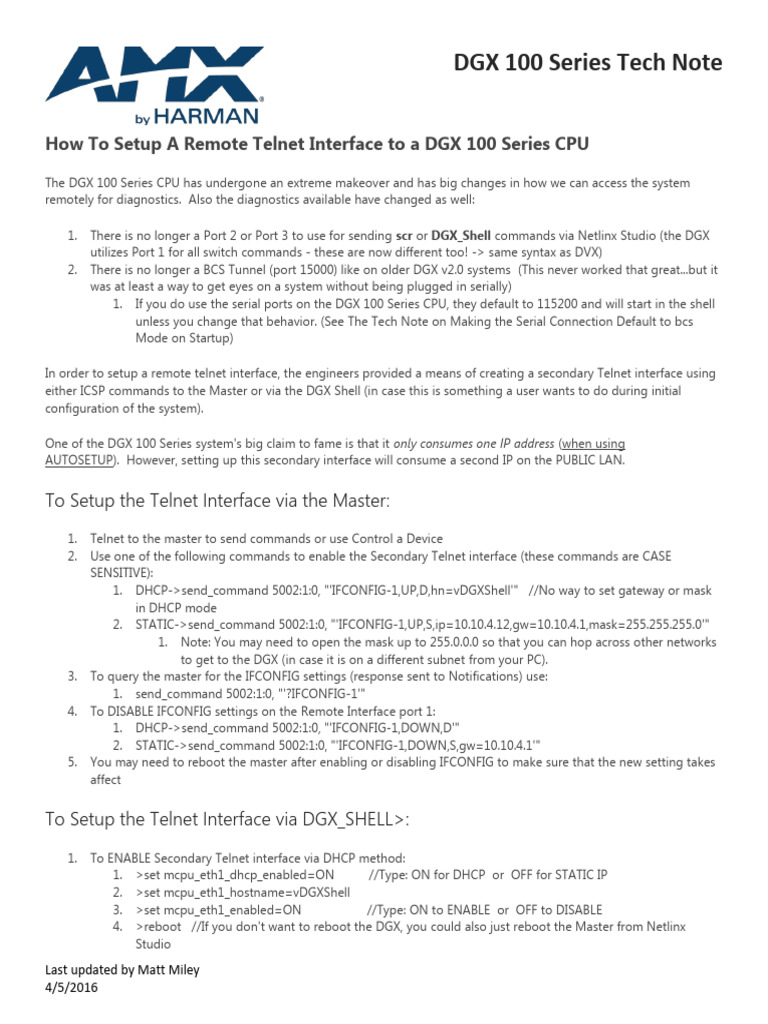 Dgx 100 series remote interface setup pdf ip address software