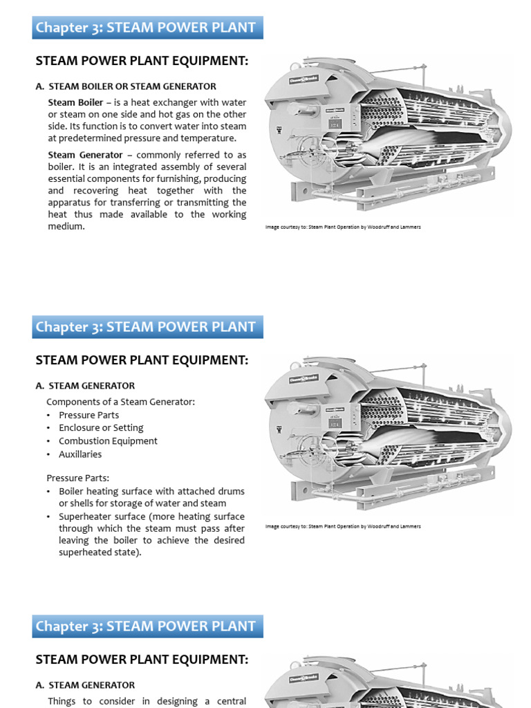 Lecture 4 Steam Power Plant Part II Steam Generator PDF Boiler Steam