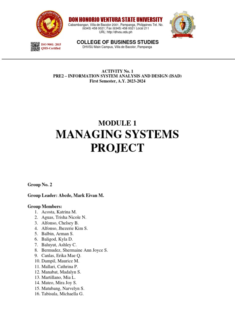 Chapter 3 Activity No. 1 Group 2 | PDF | Risk | Risk Management
