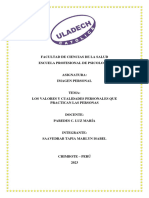 Los Valores y Cualidades Personales Que Practican Las Personas