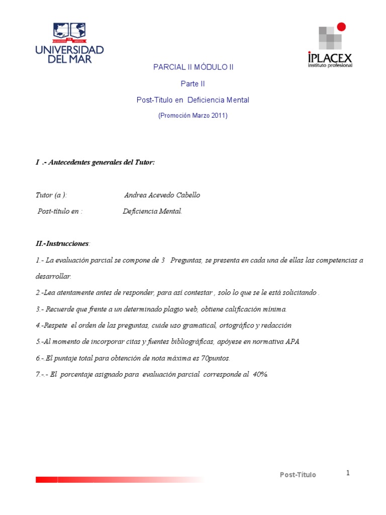 Parcial Post DM Modulo Ii | PDF | Crecimiento personal y profesional ...