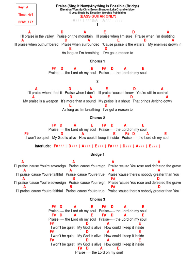 Bass praise anything is possible bridge pdf