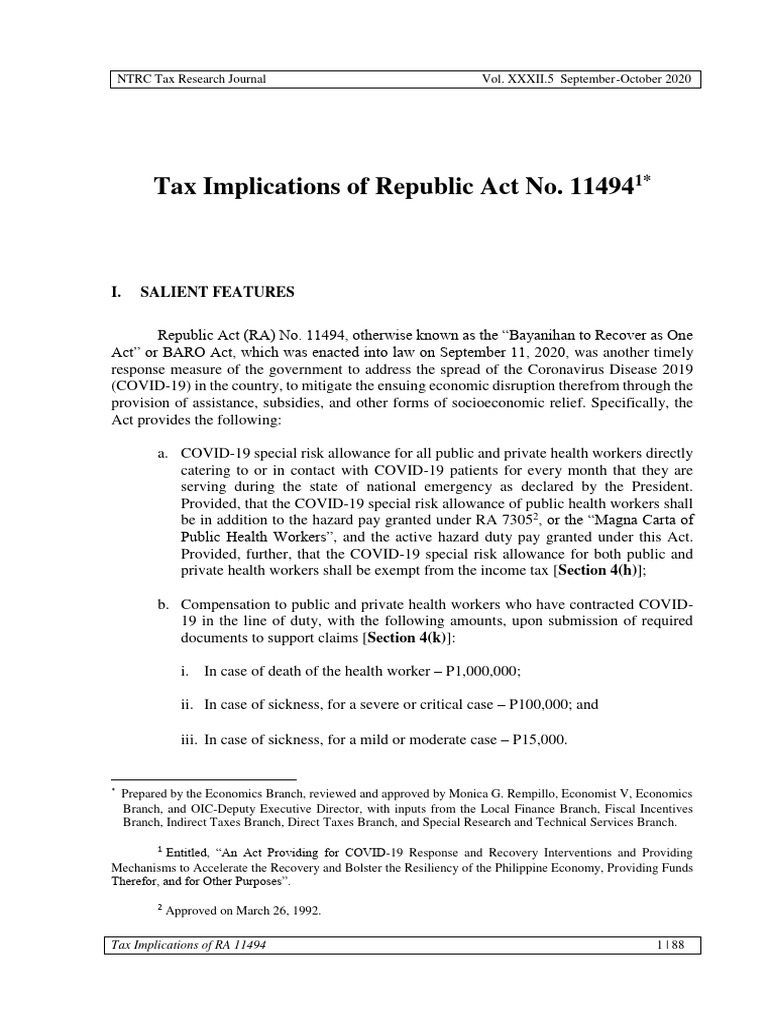 Tax Implications of RA 11494 | PDF | Taxes | Loans