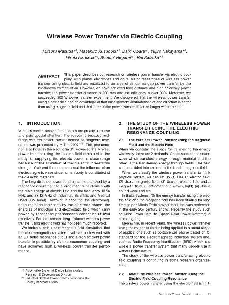 Wireless Power Transfer Via Electric Coupling | PDF | Rectifier | Amplifier