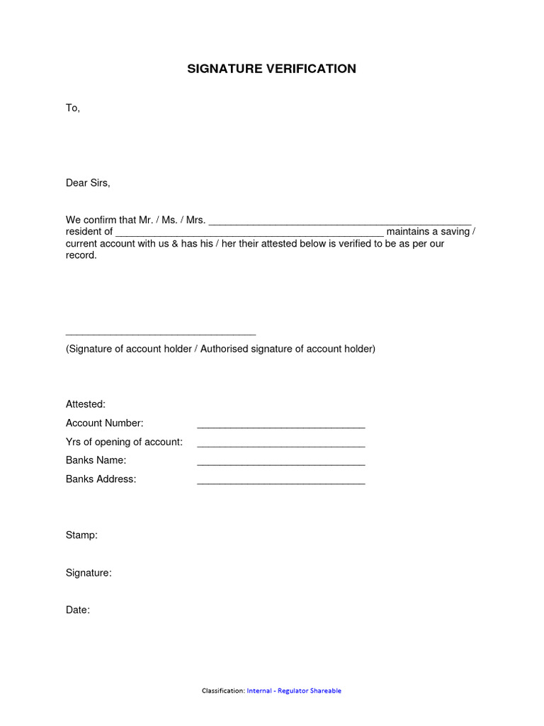 Signature Verification Document Template | PDF | Law