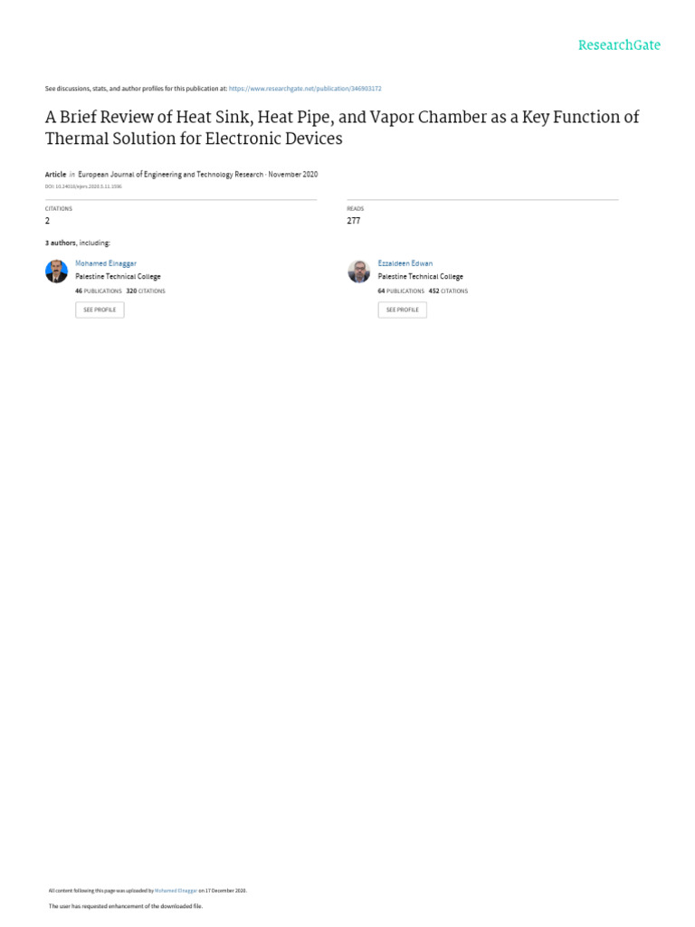 A Brief Review of Thermal Solution PDF Heat Exchanger Mechanical