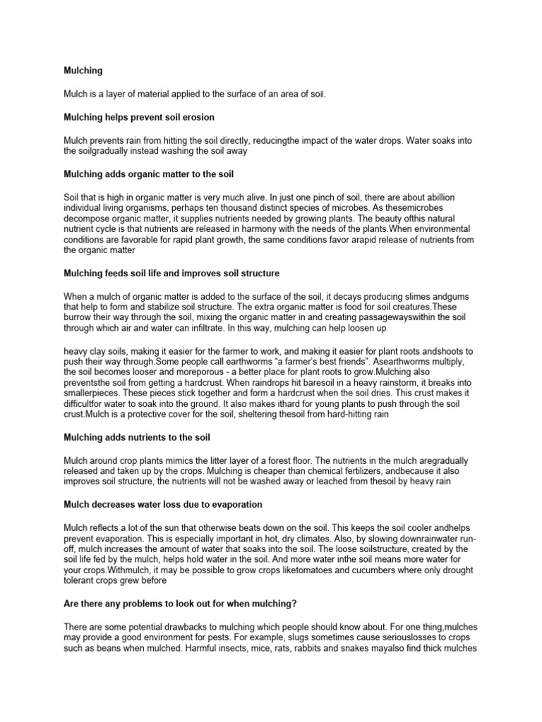 Mulching Operation Basics PDF Mulch Soil