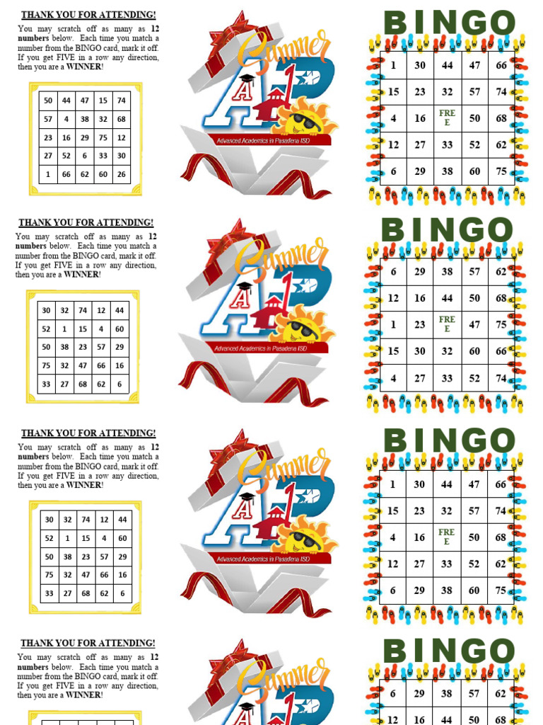 ScratchOff Bingo Card PDF Games Of Chance Gambling Games