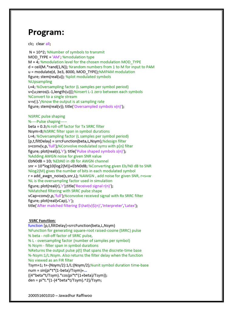 Matched filter output pdf signal to noise ratio applied mathematics