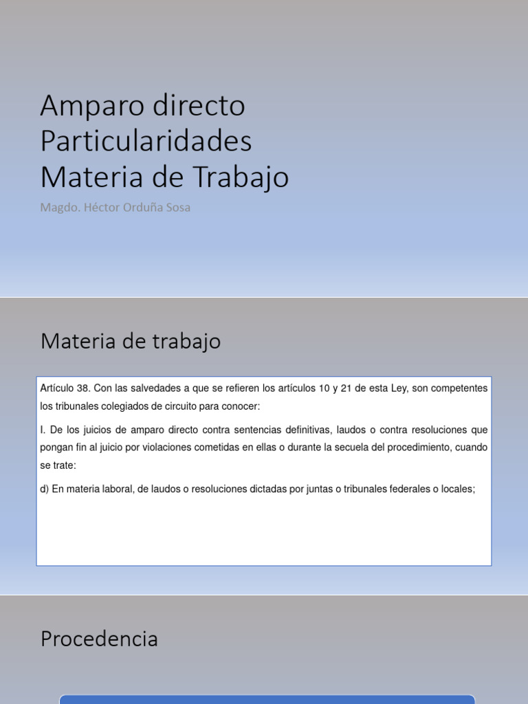 Amparo Directo en Materia Laboral | PDF | Sentencia (ley) | Daños y ...