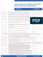 Calendario Mensual de Obligaciones Tributarias Octubre 2023