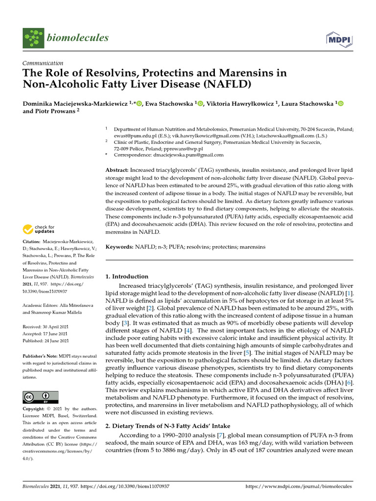 Biomolecules 11 00937 PDF Docosahexaenoic Acid Omega 3 Fatty Acid