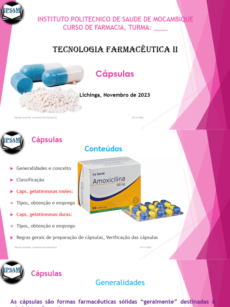 Tipos e Preparação de Cápsulas Farmacêuticas | PDF | Farmacêutico | Química