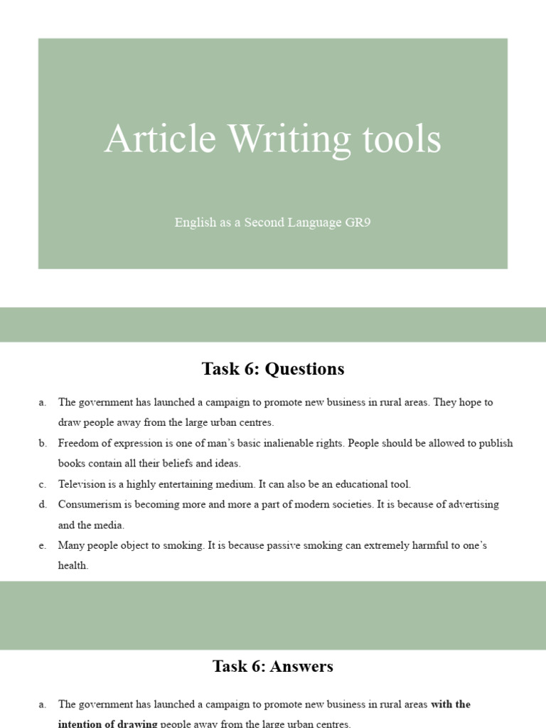 ESL Article Writing Tools Guide | PDF | Human Communication