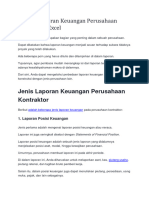 Contoh Laporan Keuangan Perusahaan Kontraktor Excel