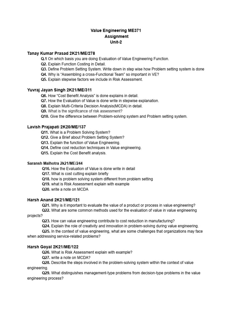 Unit 2 value engineering pdf risk risk assessment
