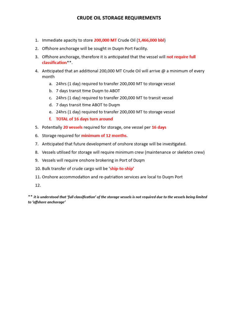 Crude Oil Storage Requirements PDF